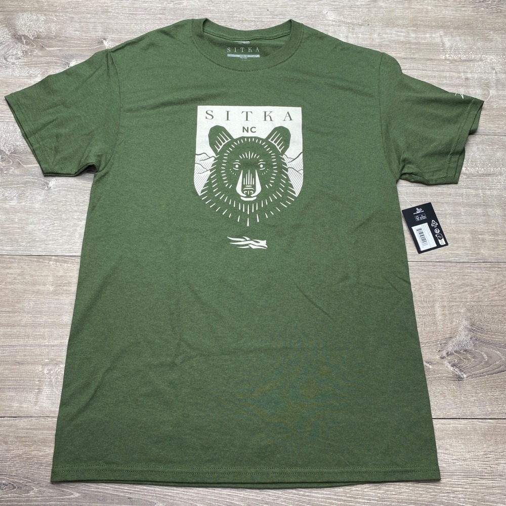 Sitka Gear Bear Graphic T-Shirt Mens Medium Green Cotton Blend Short Sleeve